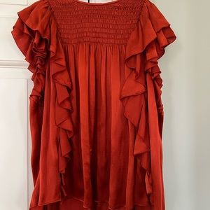 Ulla Johnson rust colored silk blouse sz 6